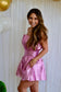 Metallic pink pleated romper