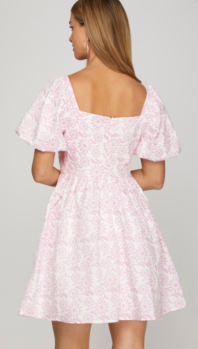 Back of Sweet Serenity Jacquard Babydoll Dress